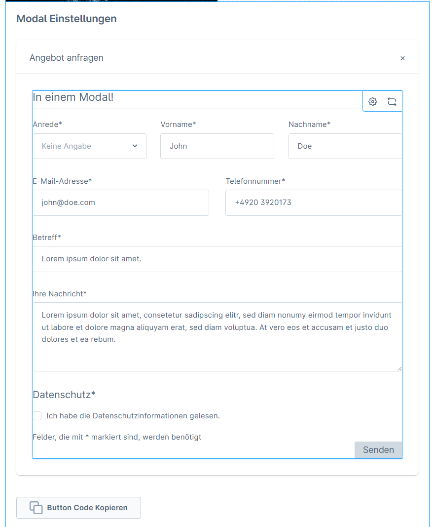 Backend everything modal